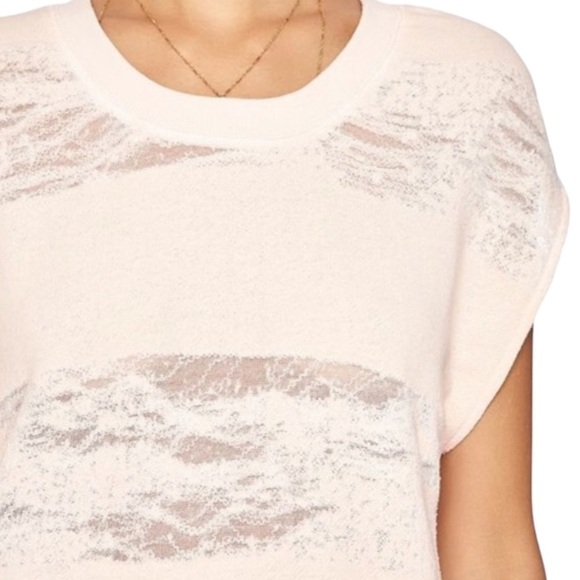 IRO Jeans Boho Distressed Raw Edge/Hem Cap Sleeve Sweatshirt Short Sleeve Top L - Picture 2 of 13